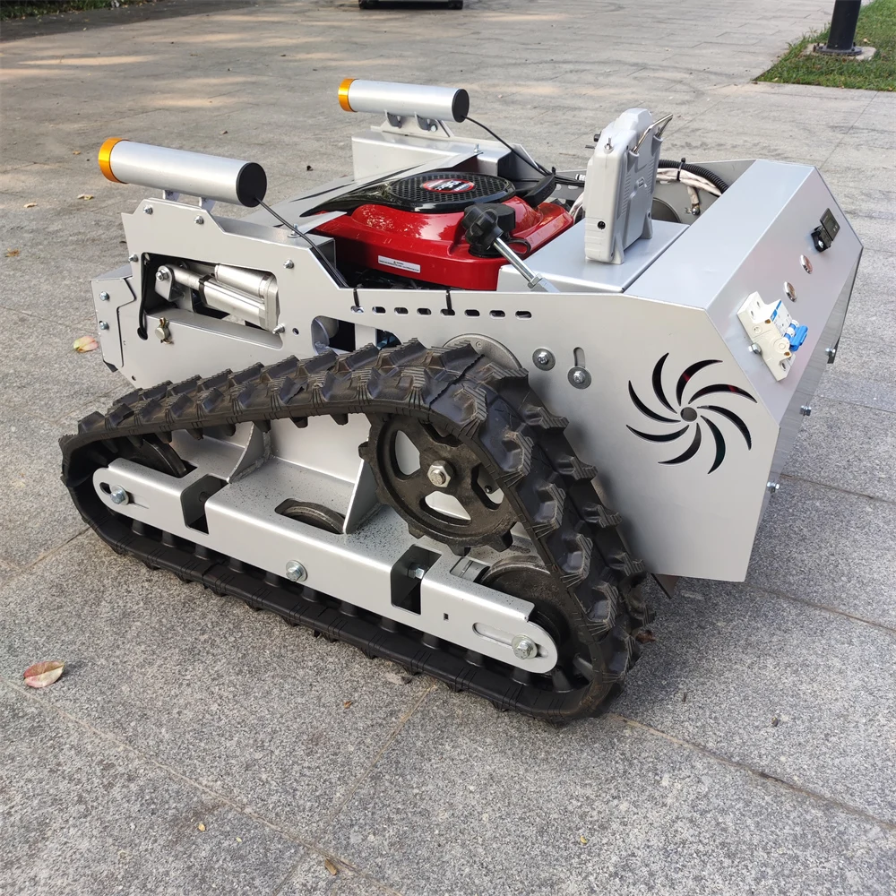 Multifunctional Remote Control Crawler Gas Lawn Mower Robot Small Robotic Garden Lawn Mower For Wasteland Mower On Road Slope