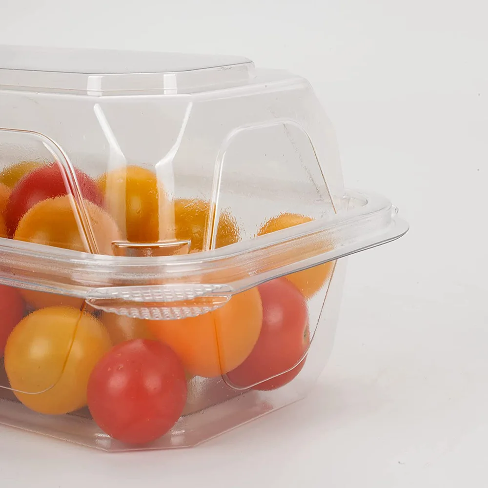 factory price container eco clamshell for fruit wholesale Environmentally friendly plastic tray PET Plate hinged food shop