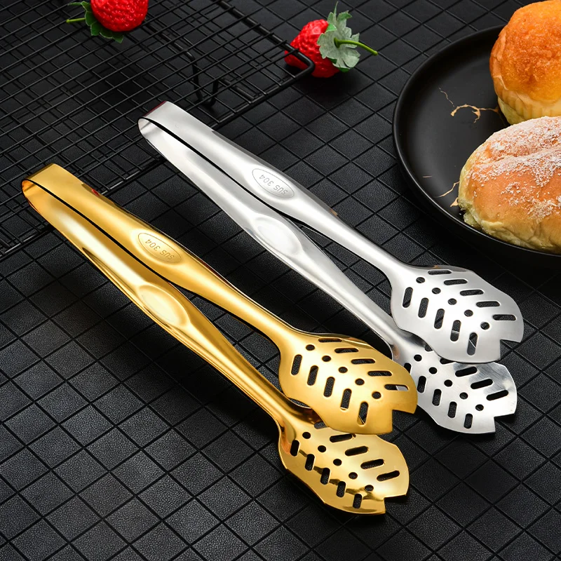 Home Cooking Food Tongs BBQ Barbecue Clip Steak Bread Buffet Clip 304 Stainless Steel Kitchen Tongs