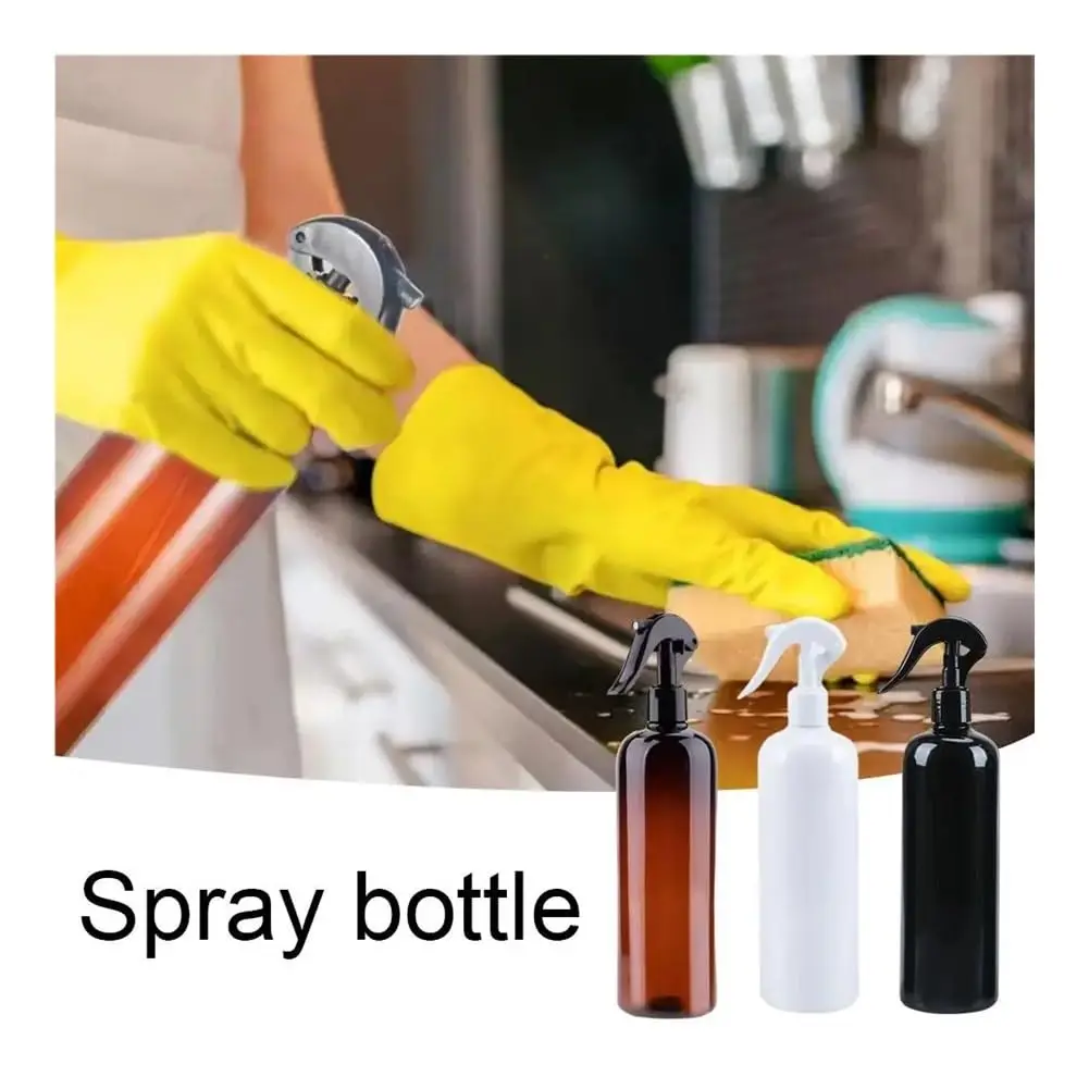 250ml 300ml 500ml Empty Pet Blue Amber Round Shoulder Boston Watering Plastic Bottle With Black White Clear Mini Sprayer