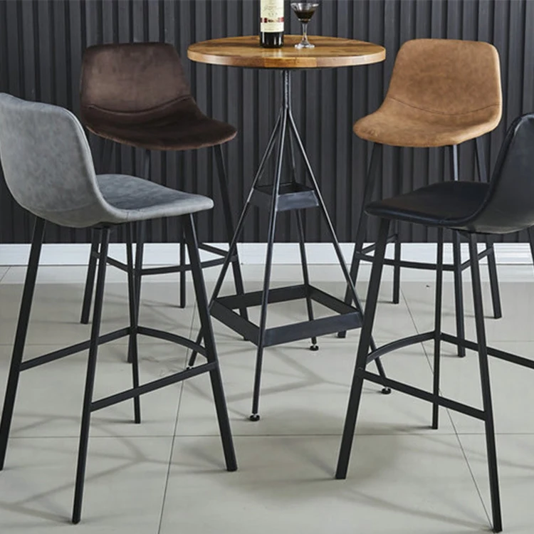 Bar Chair Nordic Furniture Metal Leather Back Luxury Kitchen Modern High Stool Bar Chairs with soft cushion