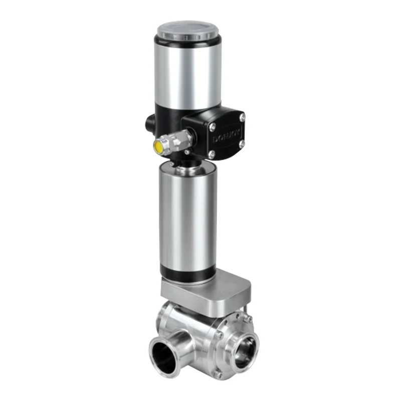 DONJOY Sanitary SS304 316L Synchronous Three Way Butterfly Valve Manual Pneumatic No Retention Liquid Transport Equipment
