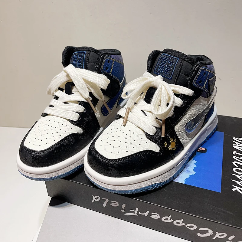 Hot Selling Primary Secondary School Student Children Shoes High Top Kids Designer Shoes New Color Block Kids Shoes Boys