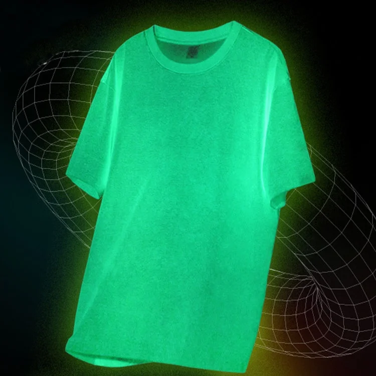 Premium Heavyweight night glowing t-shirt for men plain oversized glow in the dark t-shirt 2024