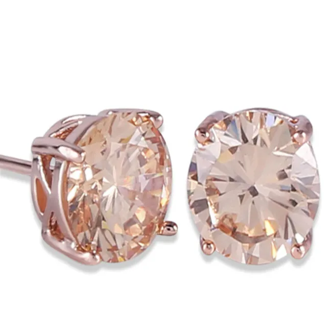 
Rose Gold Tone Yellow Royal Journey Jewelry Eternity Large Heart Crystal Stone Stud Earrings 