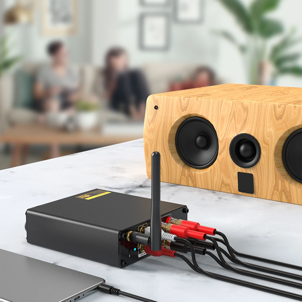 1Mii P4 Bluetooth 5.3 Stereo Power Amplifier, 2 Channel 100W*2 Mini Hi-Fi Audio Amp, Wireless Receiver w/ Bass for Home Speaker