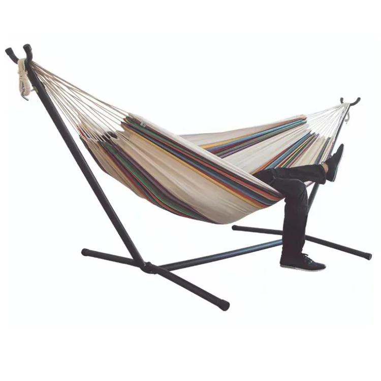 Double Cotton Hammock With stand Swings Chair Outdoor Garden Camping Hammock