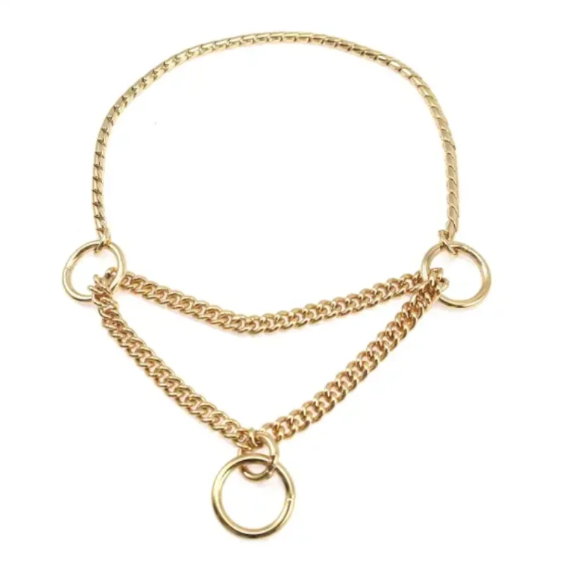 Quality Great And Functional Adjustable Copper Gold Half Snake Chain Brass Dog Collar