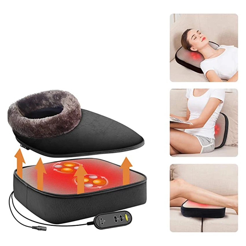 Comfortable Soft Synthetic Wool Electric Kneading Shiatsu Acupuncture Heating Therapy Foot Massager for Muscle Relief