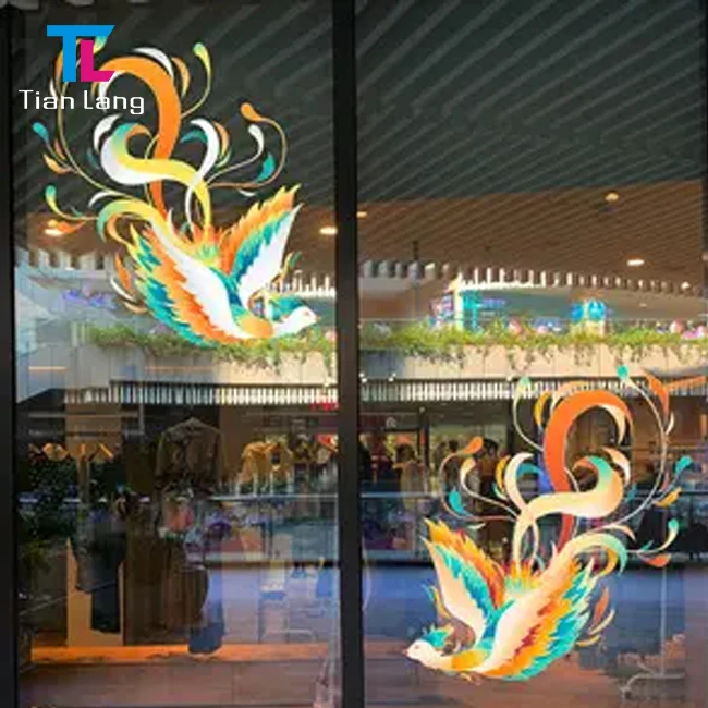 Glass Advertising Store Facade Sticker Window New Year Festival Christmas Family Party Store Opening Fireworks Gift Window Decal