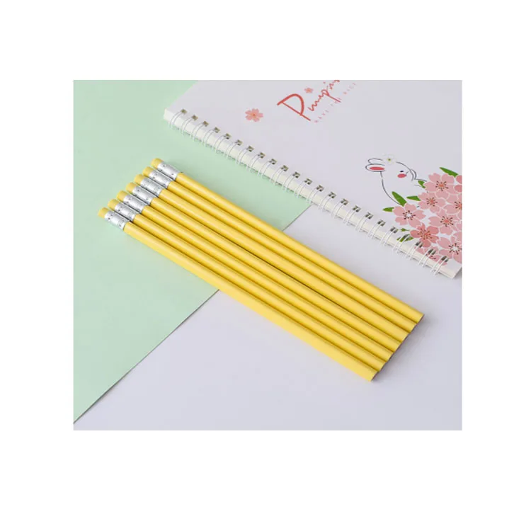 Pink HB pencil  with eraser with red yellow blue pink 12 colors HB black lead with Custom Logo burly wood pencil