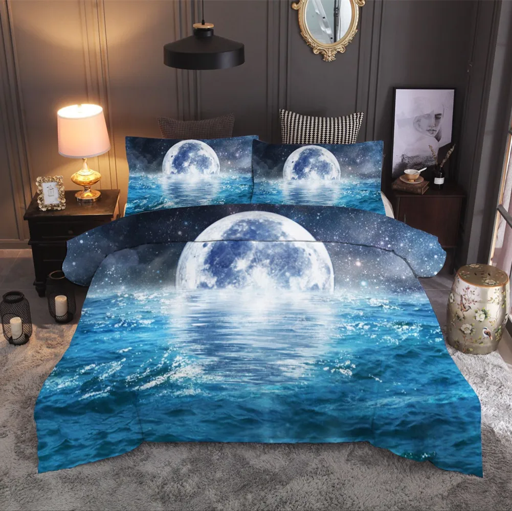 Printed bedcover microfiber fabric plain 4pcs 3D bed sheet