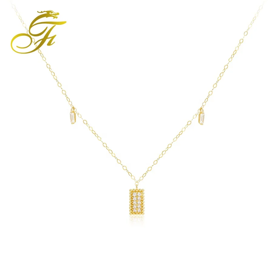 Customized Real 9K 14K 18K Name Necklace Jewelry square zircon choker wholesale price crystals fine jewelry beauty necklaces
