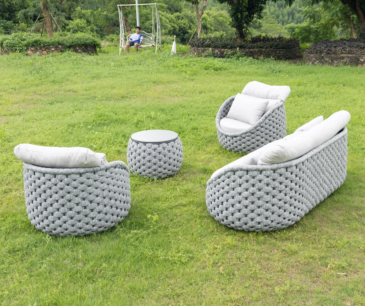 Terrace outdoor balcony furniture rope weaving outdoor lounge furniture garden sofa set