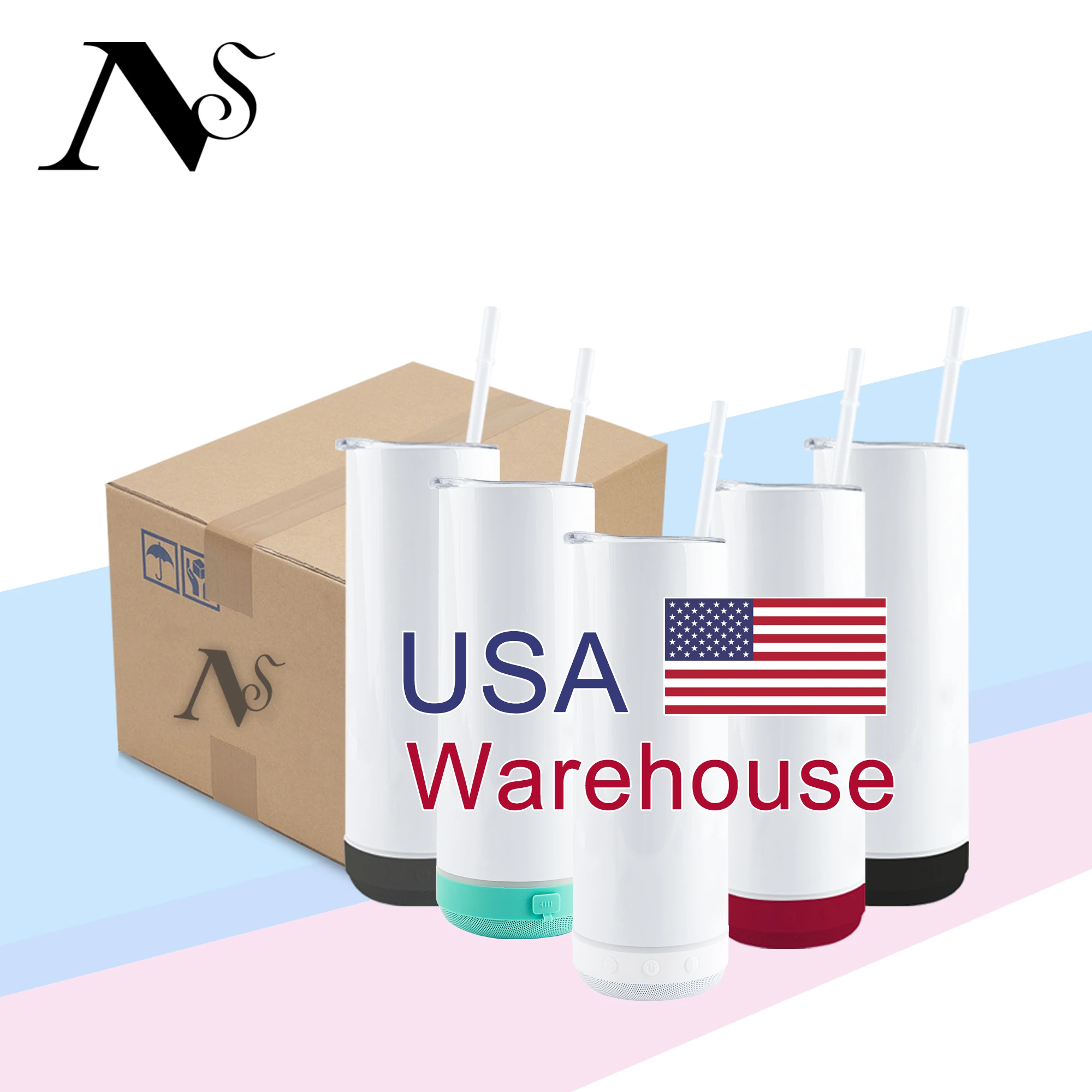 20oz  Free 500ml 1000ml Sublimation Glasses Stainless Steel Music Cup Music Wireless Speaker Water Bottle Tumbler for party