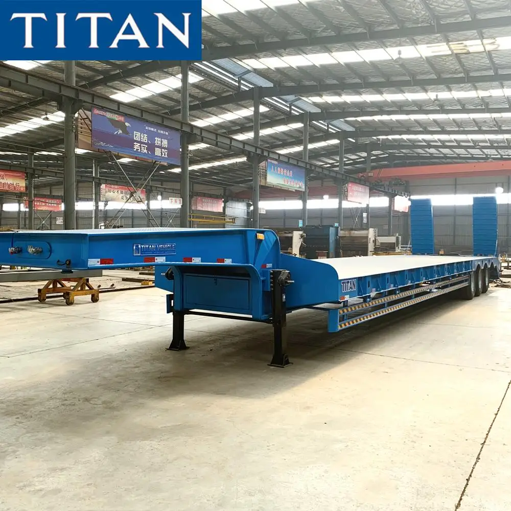TITAN 3 axle Low loader/bed semi trailer with hydraulic operated rear ramps
