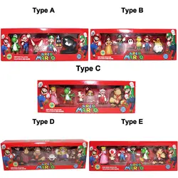 Игрушки игры для детей реальный Супер Мини размер 2 5 дюйма 3-8 см 6 шт. наборы Марио ПВХ экшн-Фигурки игрушки в цветной