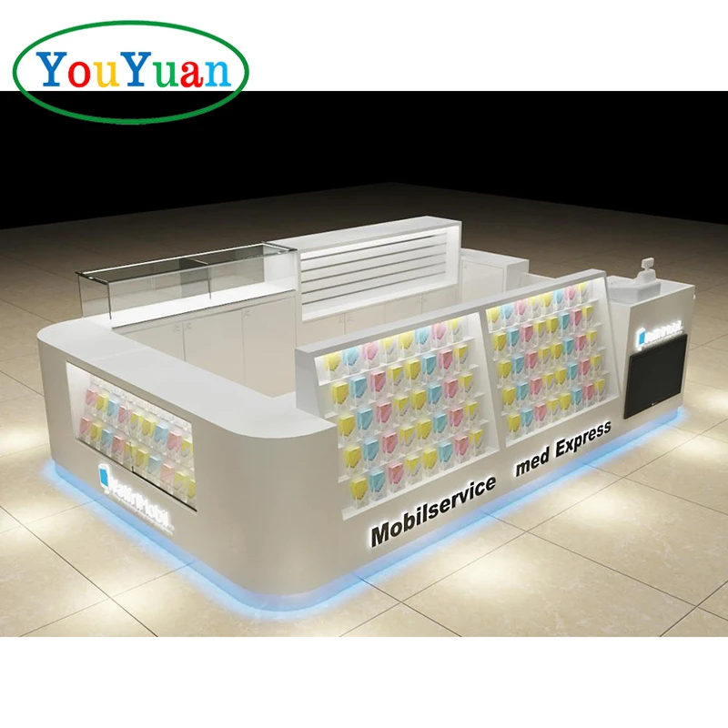 Modern Accessories Glass Mobile Phone Case Display Showcase Custom Shopping Mall Kiosk for Cell Phone