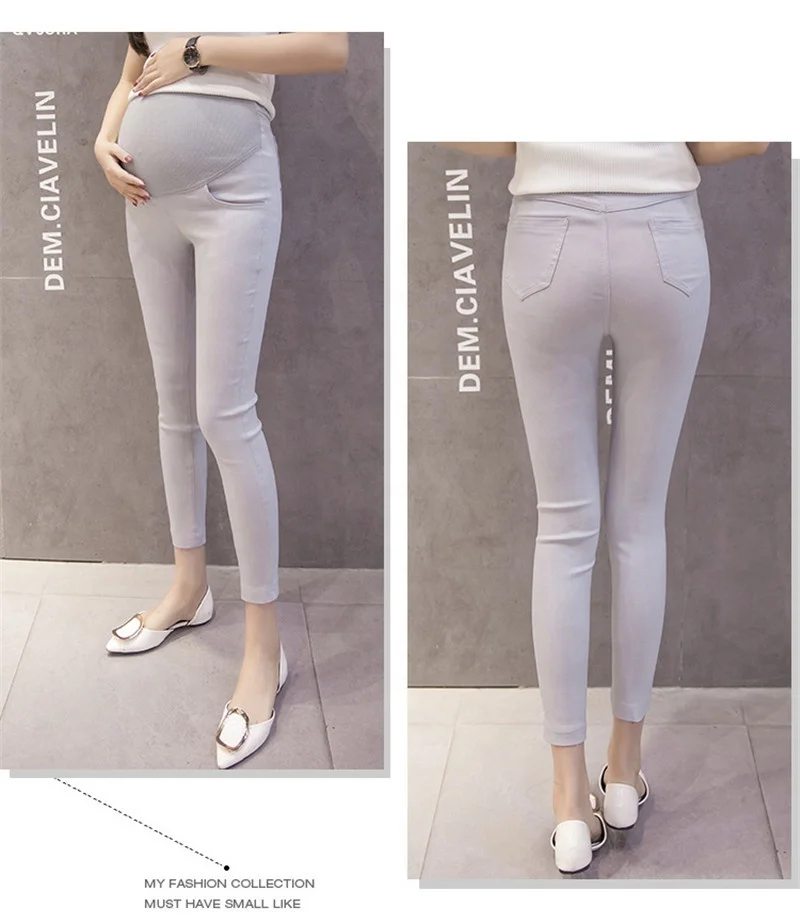 Носить брюки для беременных женщин эластичные тонкие носки на весну и осень прилив мать живот брюки