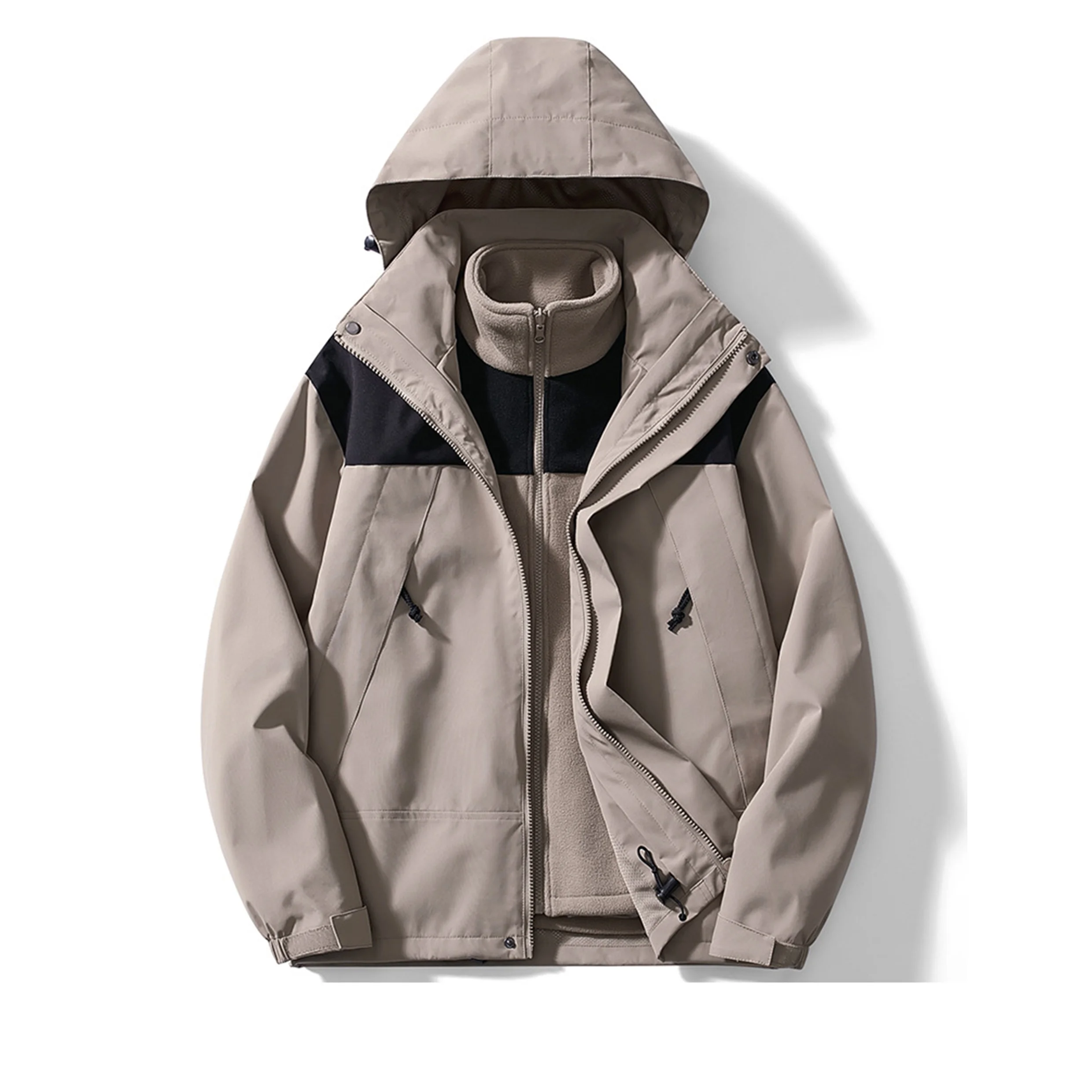 Wholesale 3 In 1 detachable two-piece windproof waterproof fleece jacket For Men