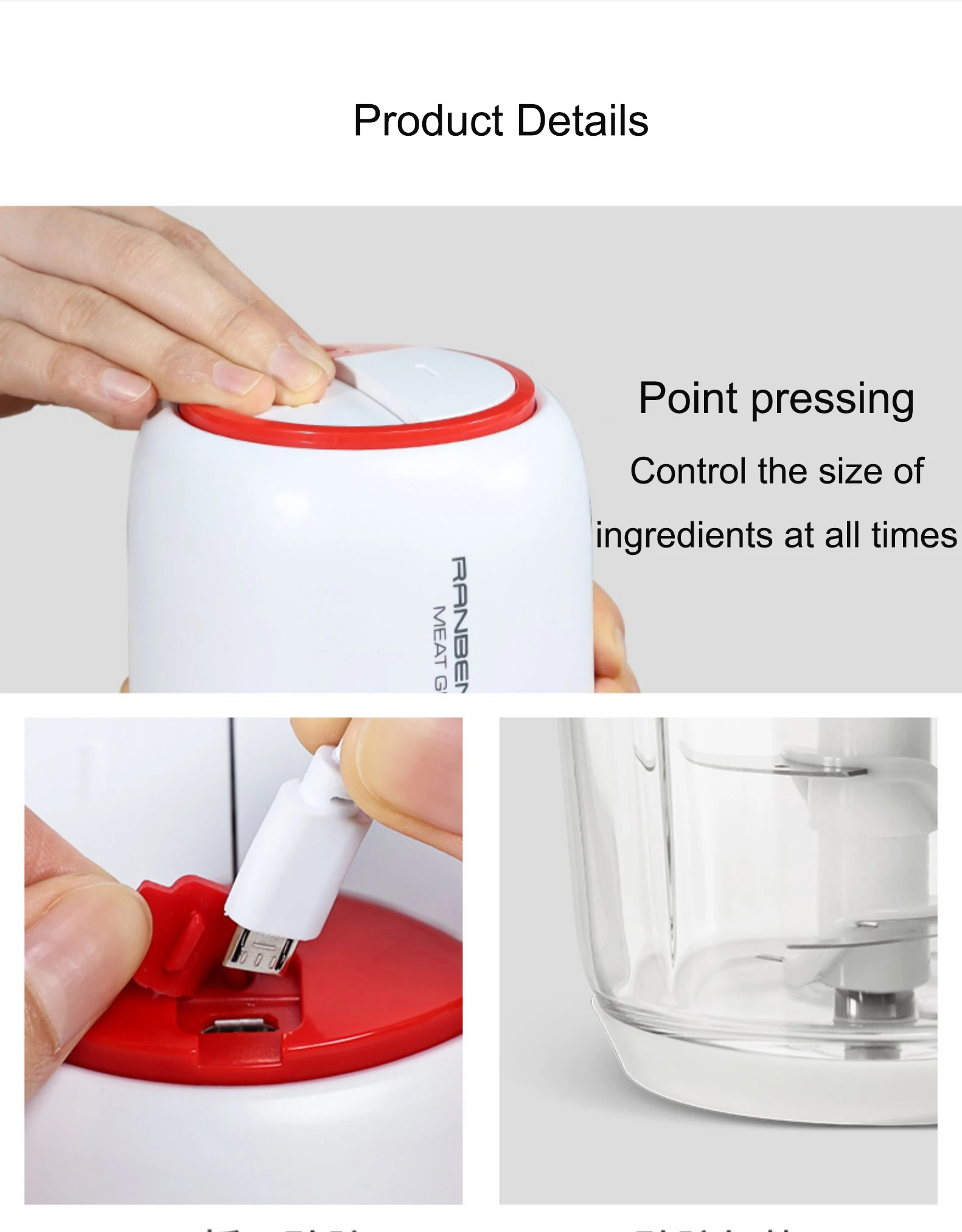  Ranbem 216D rechargeable electric meat mixer food Processor grinder mini