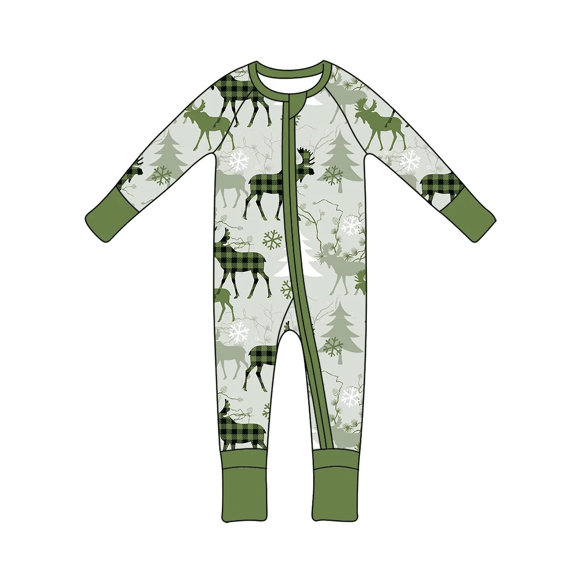 Low Moq Kids Penguins Printed Zipper Bamboo Fabric Custom Pattern Bamboo Romper