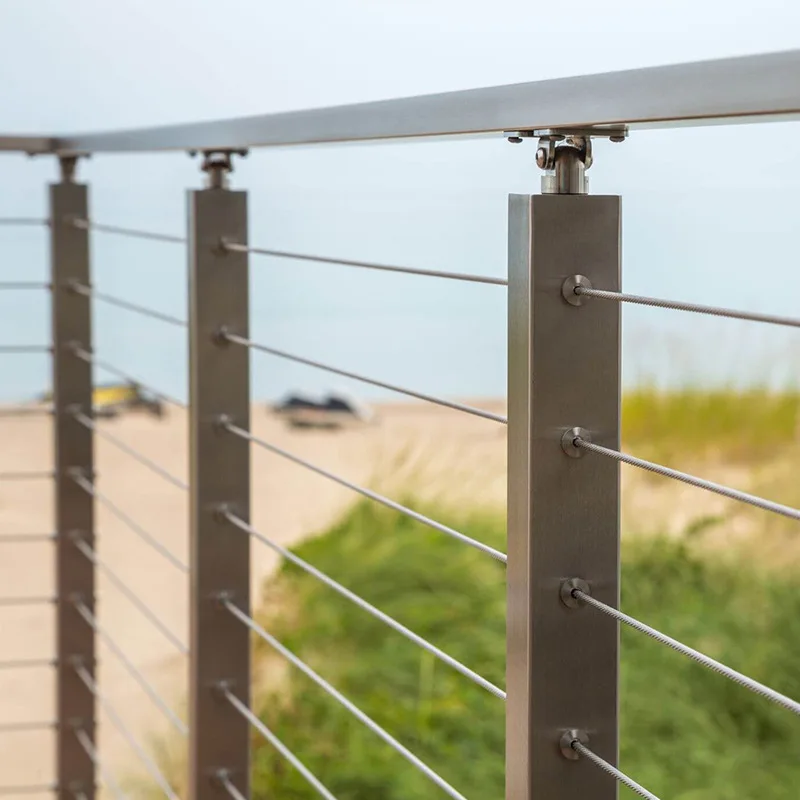 Manufacturer Customized 304 Stainless Steel Balcony Cable Handrail Balustrade Indoor Outdoor Aluminium Stair Wire Cable Railing