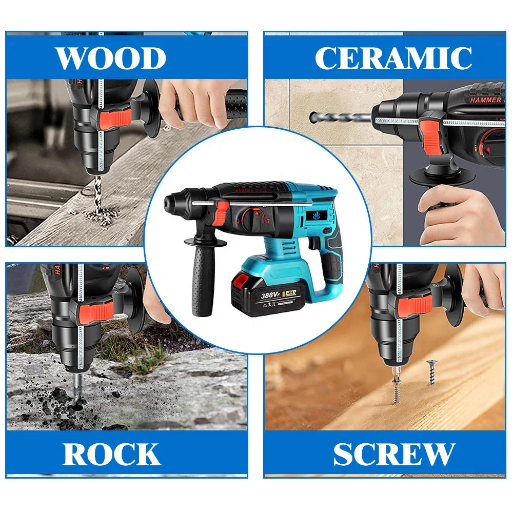 26MM 1680W Brushless Electric Hammer Electric Impact Drill Multi-function Rotary Electric Pick for Makita 18V Battery Power Tool