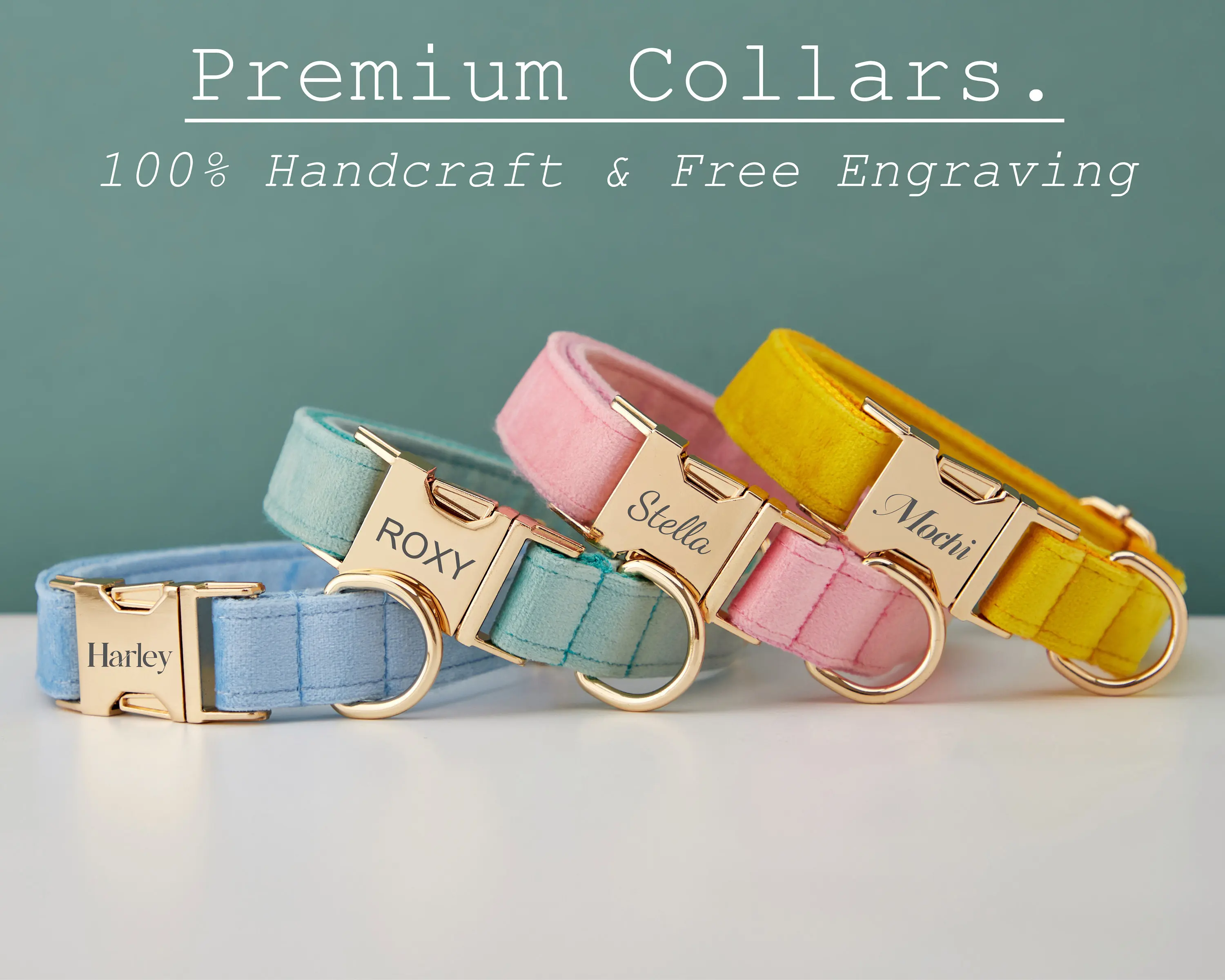 Velvet Adjustable personalized Luxury Custom Luminous Dog Collars Manufacturer Pet Collars Leashes