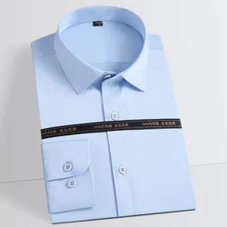 Сделано в Китае, лучшее качество, сплошной цвет, бамбуковое волокно, хлопок, полный рукав, Офисная деловая мужская рубашка