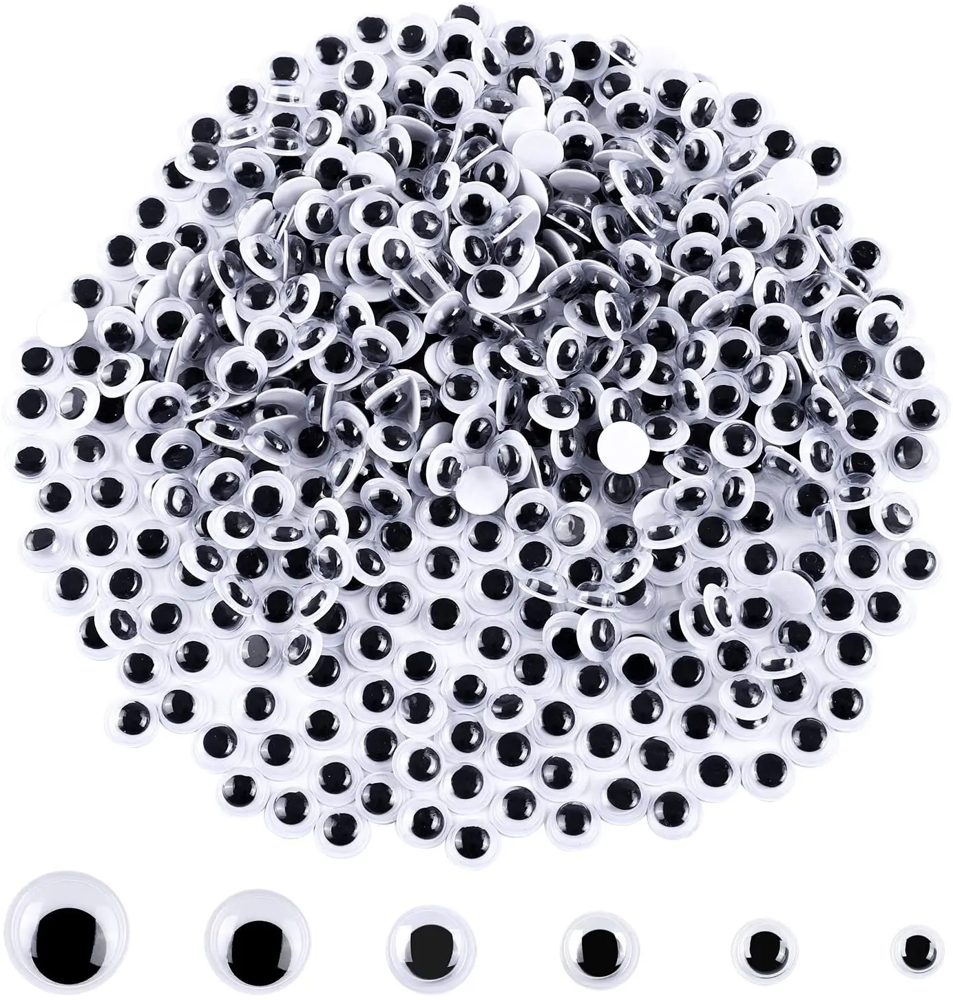 Mixed Wiggle Googly Eyes Self Adhesive DIY Crafts Toy Accessories 300pcs