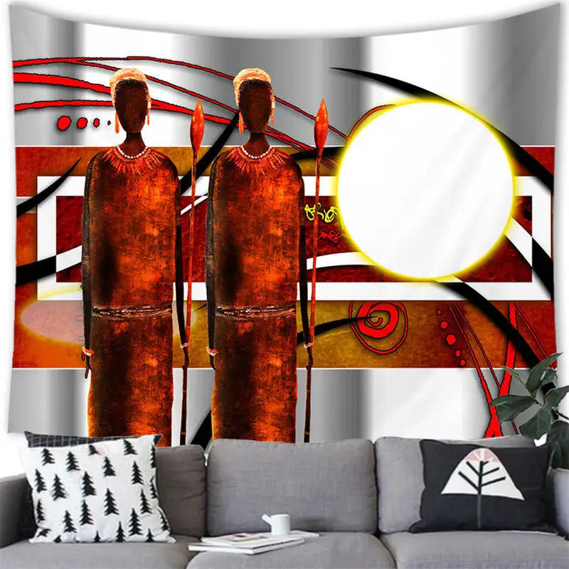 60X80 Inches Ancient Egyptian Ethnic African Tribal Woman and Black Girl Tapestry Wall Hanging for Room