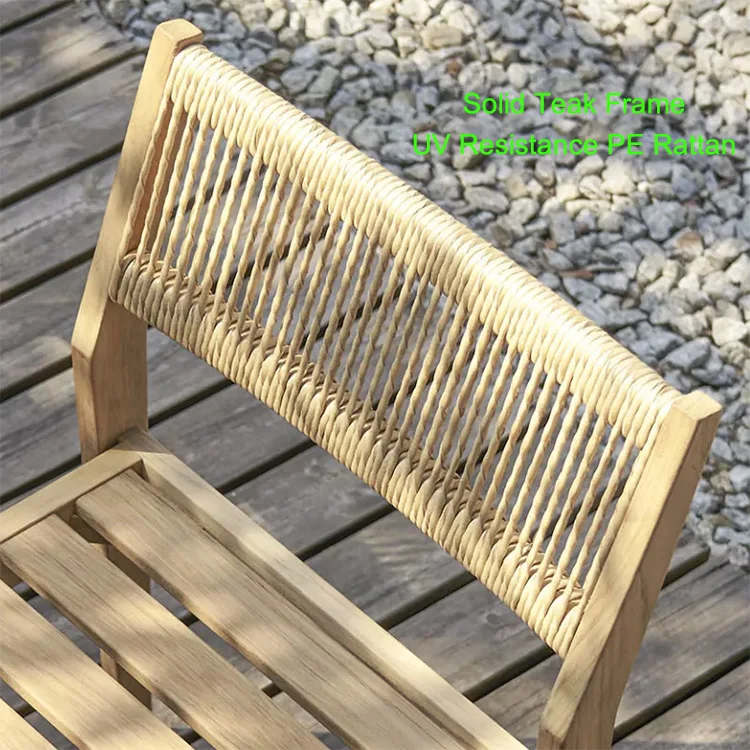 Manufacturer Sale Garden Furniture Teak Wood Outdoor Dining Set Bench Rustic Patio Dining Table and Chair For 6 Seat