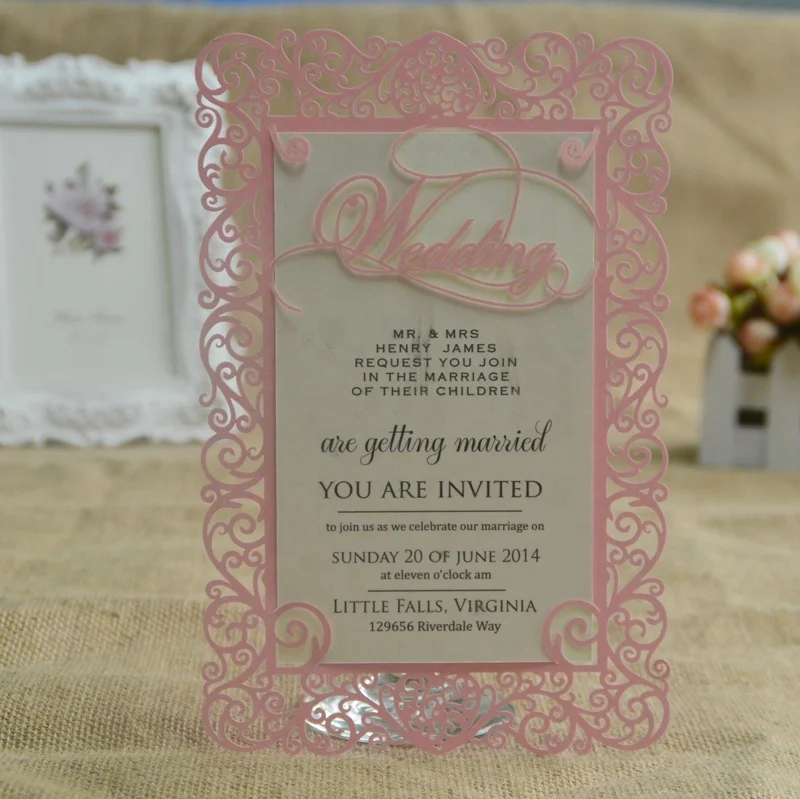 Luxury wedding invitations laser cut custom menu card party event holiday decoration card with blank printable paper & envelopes