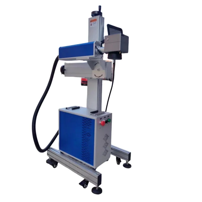 Online Flying Fiber Laser Marking Machine cigarette code laser engraving machine