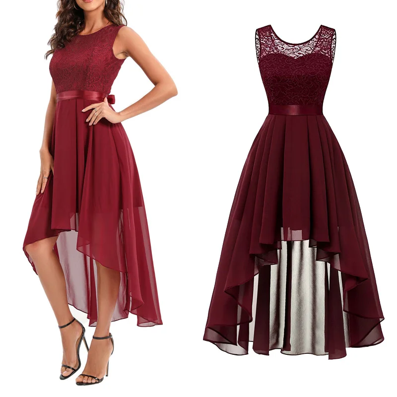 2022 Sleeveless Lace Chiffon Ball Gown Bridesmaid Dresses Wedding Party Robes Long Style Brides Maid Dress Vestidos