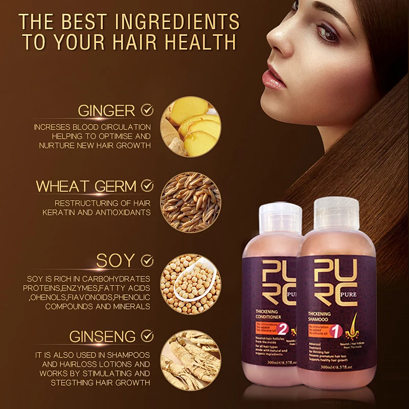 Herbal natural thickening hair shampoo conditioner and professional keratin hair treatment give hair deep therapy