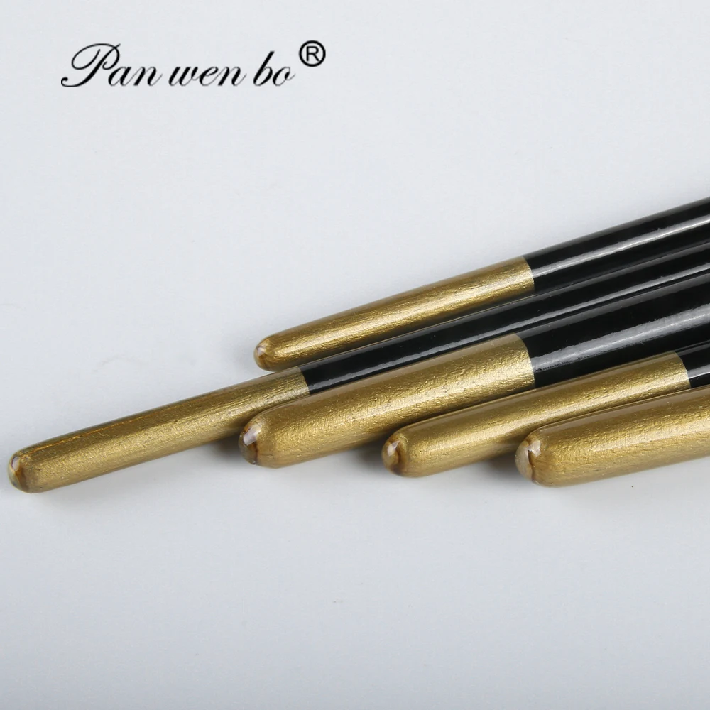 Panwenbo 5pcs Wood Handle Nylon Oblique Peak Hair Oil Watercolor Brush Painting Brush Wholesale Paint Brush Set