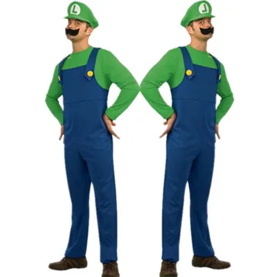 Adult  Luigi Super Mario Brothers Costumes Fancy Party Dress Up