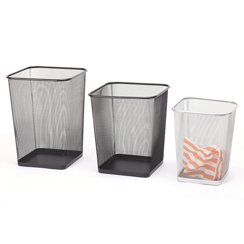 Wire mesh waste basket office can trash liner