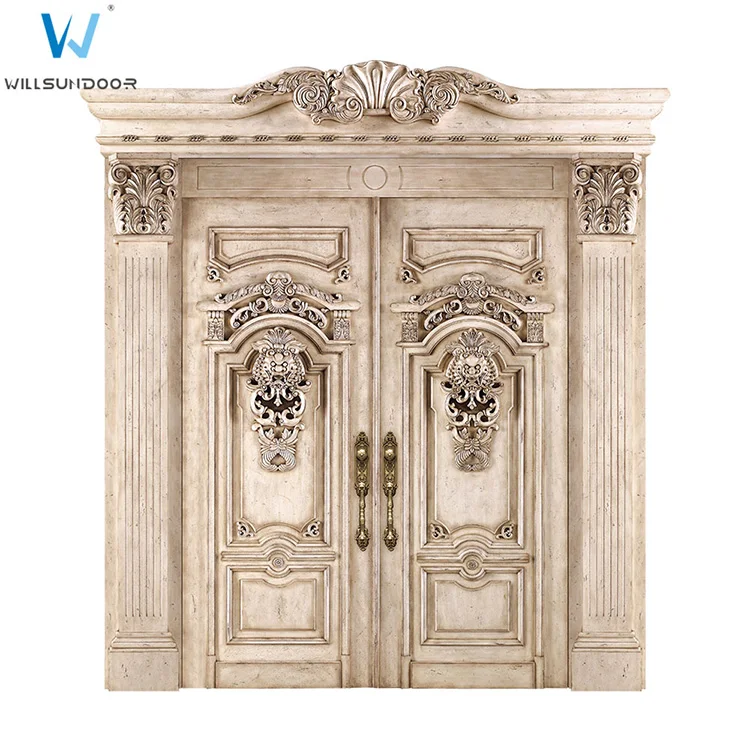 Romanesque magnificent designs double front doors excellent hand craftsman engraving door leaf frame angd transom log veneer