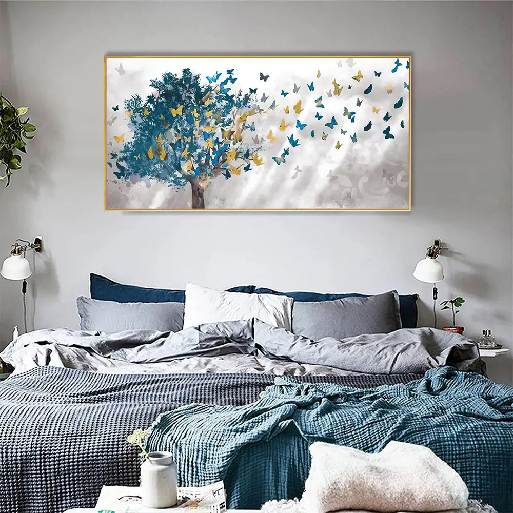 100% Hand Painted Abstract Gold Tree of Life Poster Wall Pictures oil painting gold money tree wholesale