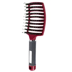 Настраиваемая Антистатическая термостойкая изогнутая щетина кабана щетка для распутывания волос массажные расчески оптом