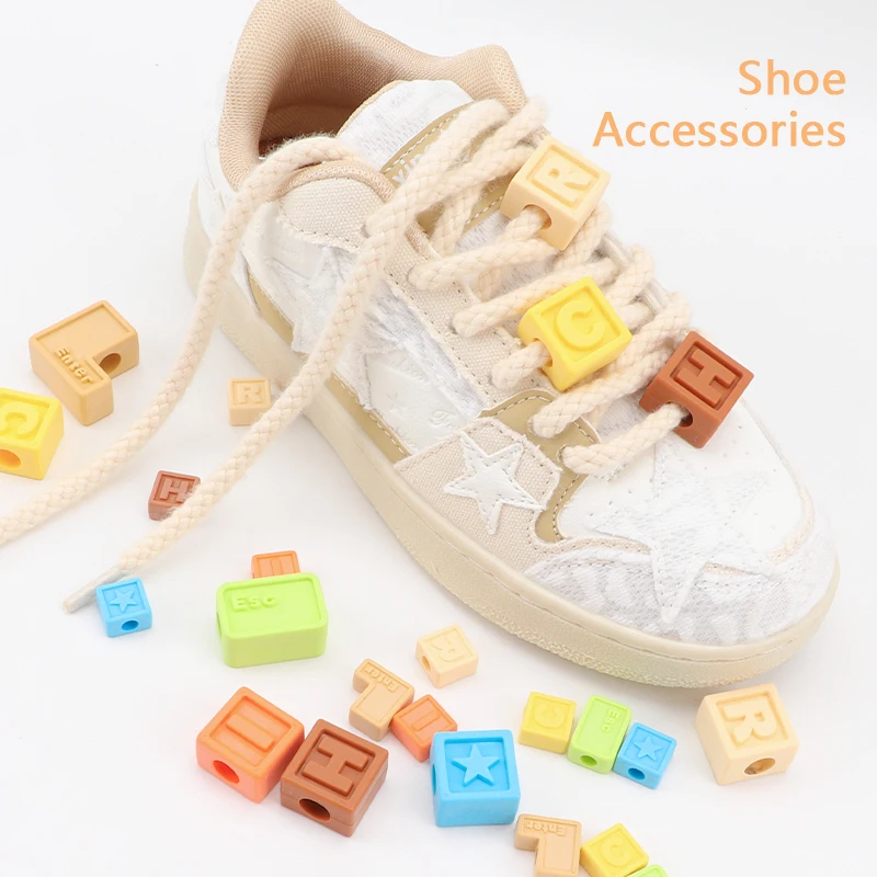 Square Building Blocks Shoelaces Decoration Buckle Shoe Charms for Casual Sneakers Sandals Kids Adults Accessories New 1Pcs