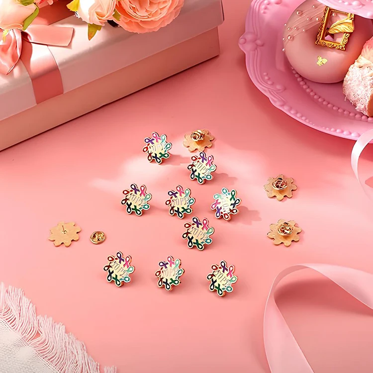 Rainbow Lapel Pin Soft Hard Enamel Ribbon Prostate Brustkrebs Abzeichen Badge Custom Breast Cancer Awareness Lapel Pin