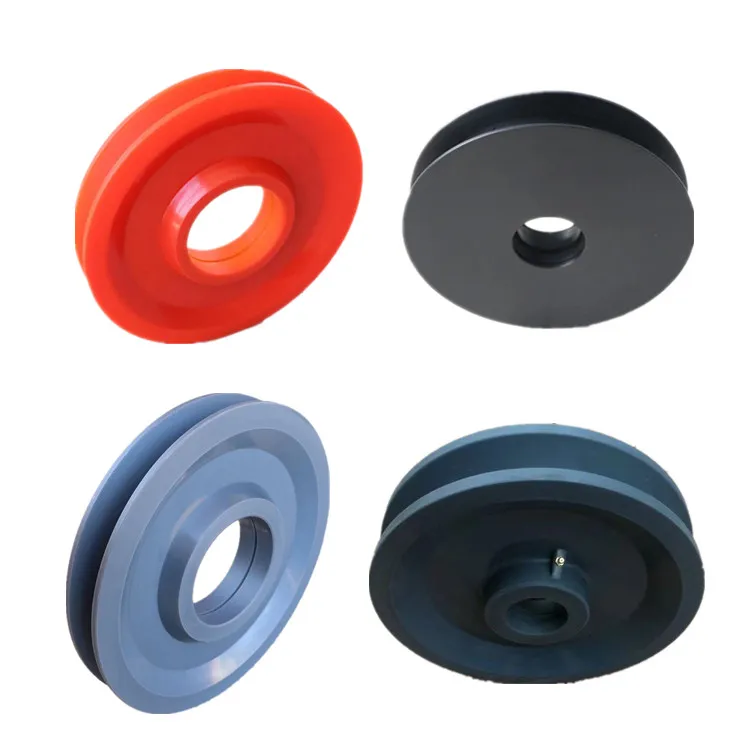 rail pulley for roller coaster round belt wheel nylon pulley big Black nylon track wheel plastic wire rope sheave for cranes