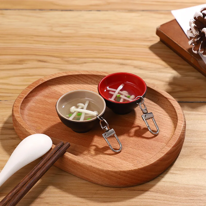 lidao Mini miniature simulation shredded pork enoki mushroom soup bowl play model food key chain wholesale