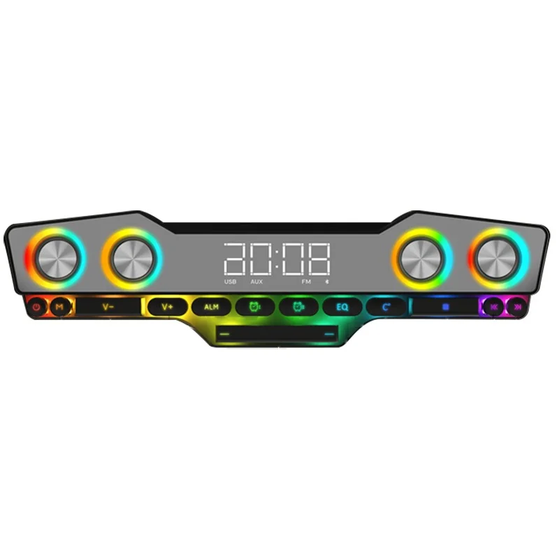 Беспроводной игровой динамик V18 RGB 3D Hi-Fi стерео звуковая панель музыкальный центр светодиодный сабвуфер домашний кинотеатр часы для мобильного