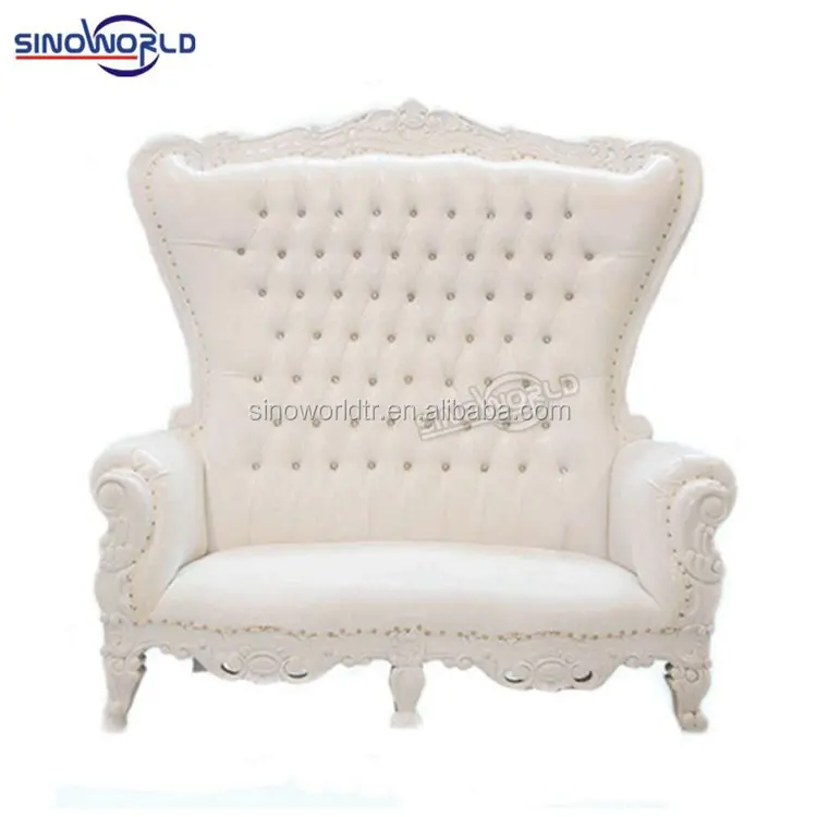 Foshan italian gold wood high back leather loveseat cheap royal fiber glass throne chair
