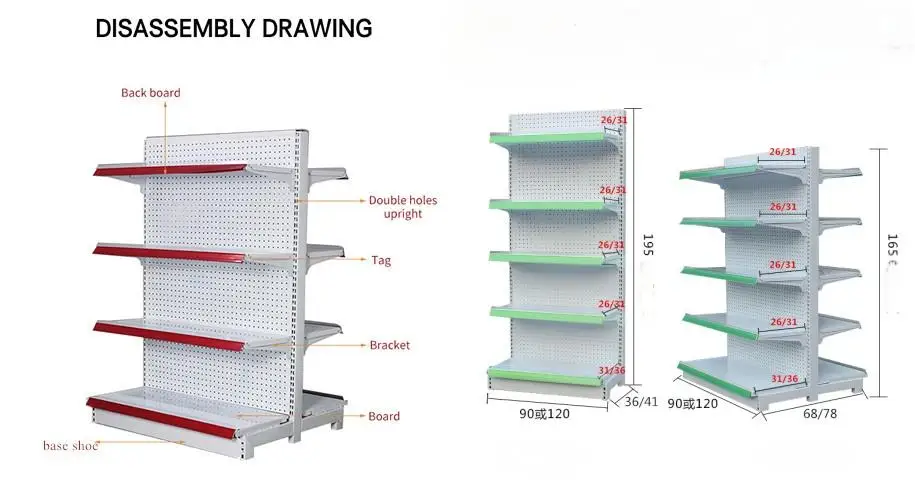 PFT Custom gondola shelving double-sided rack supermarket shelves design pharmacy shelves for retail store